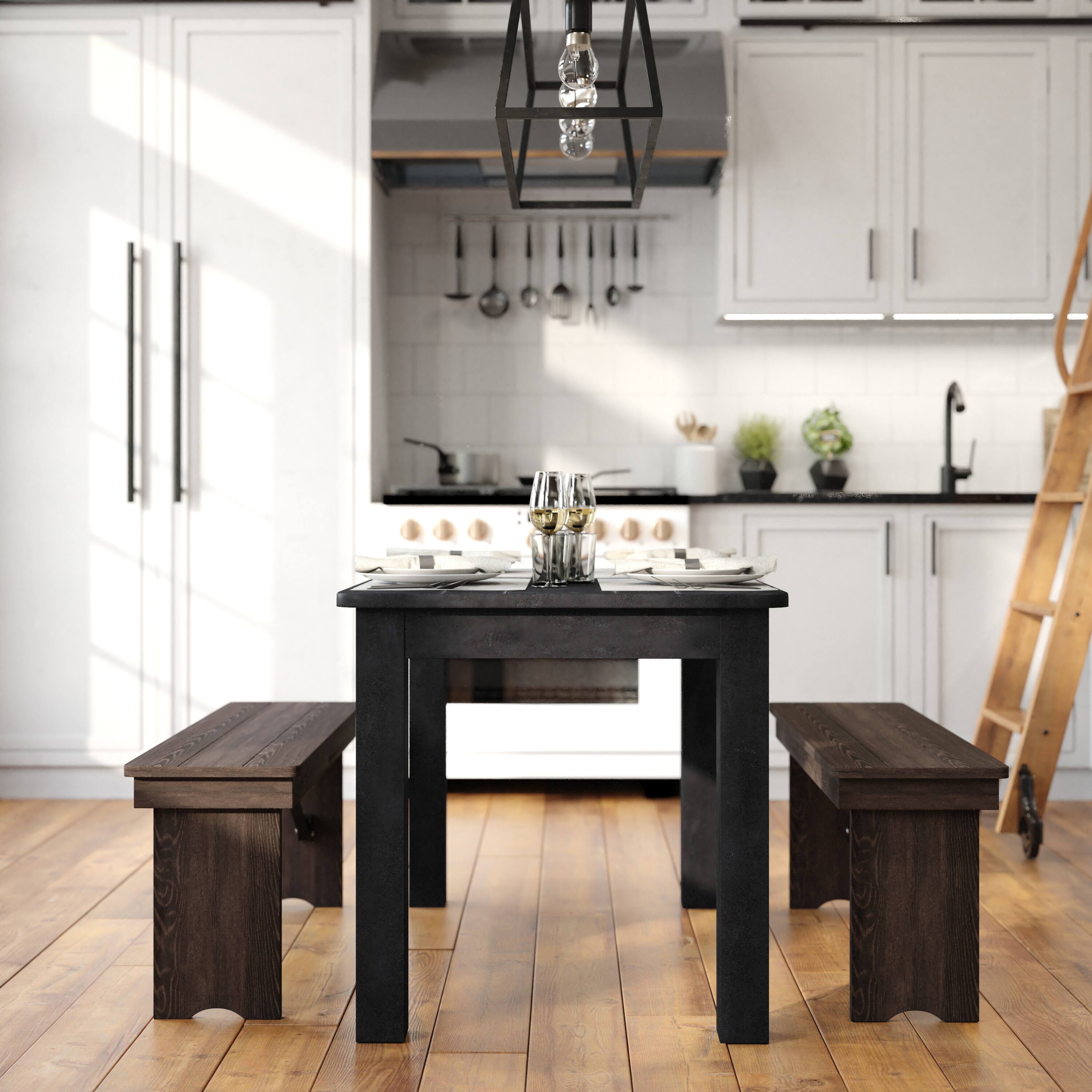 Alt View 2. Flash Furniture - HERCULES 46" x 30" Rectangular Black Wash Solid Pine Farm Dining Table - Black.