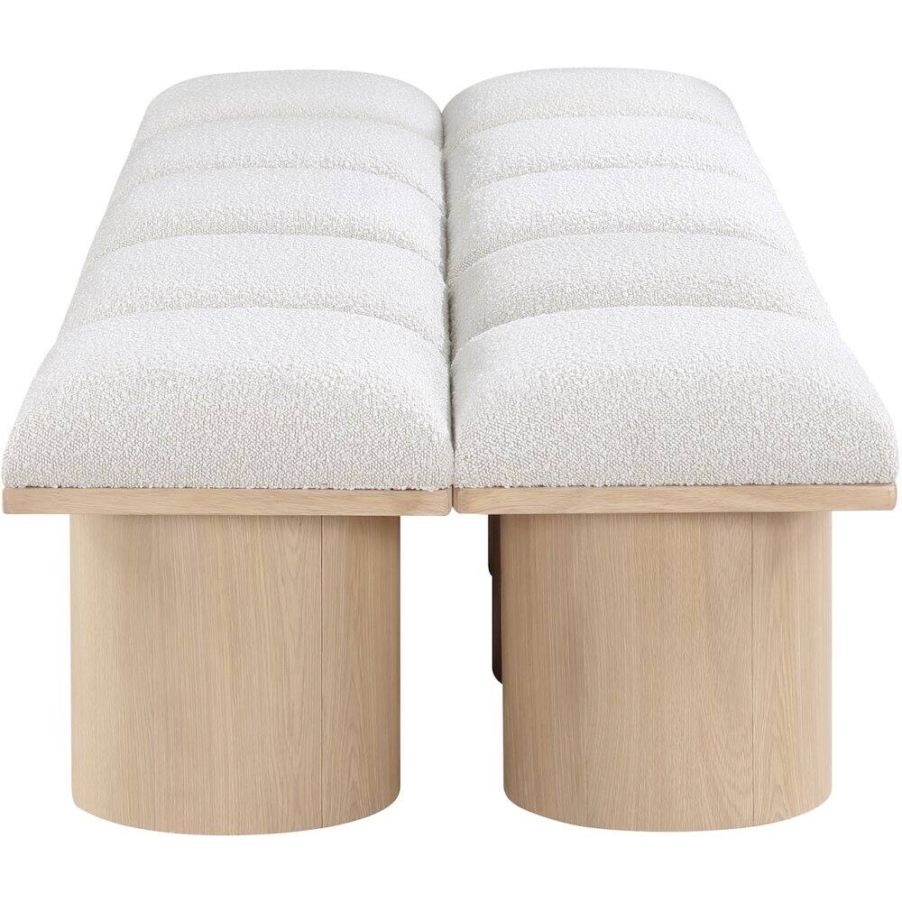 Alt View 2. Meridian Furniture - Pavilion Cream Boucle Fabric Bench - Beige.