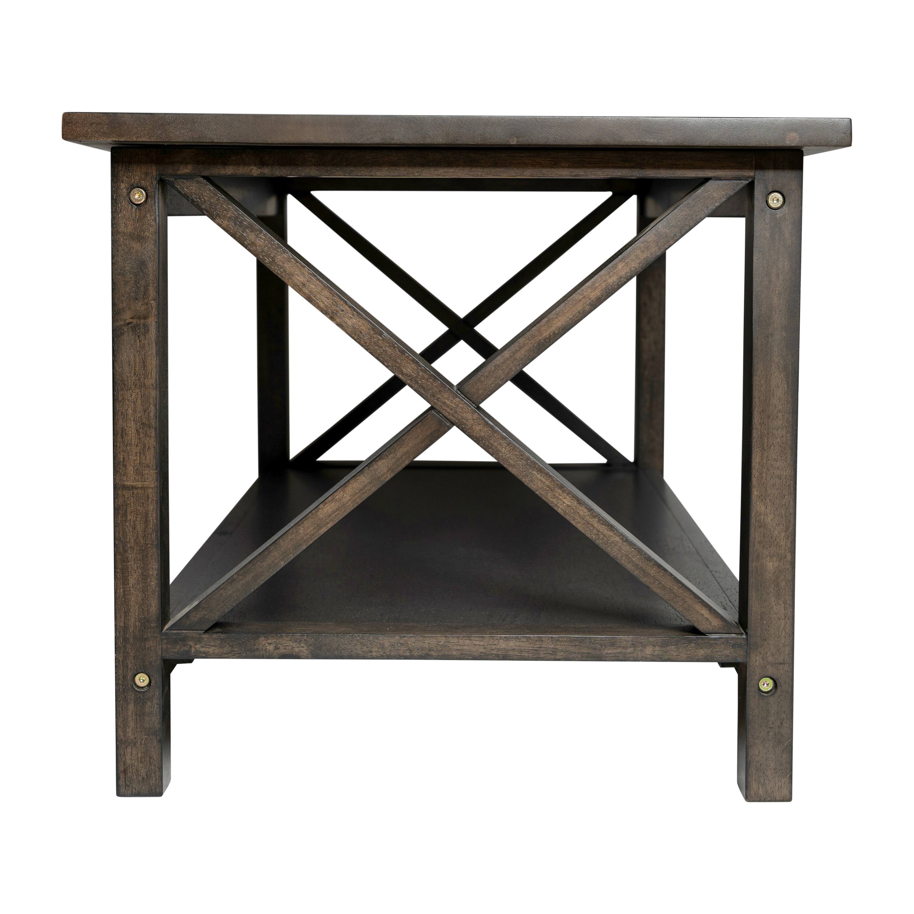 Alt View 7. Emma + Oliver - Mitchell Solid Wood Farmhouse Style Coffee Table with Storage Shelf - Dark Gray.