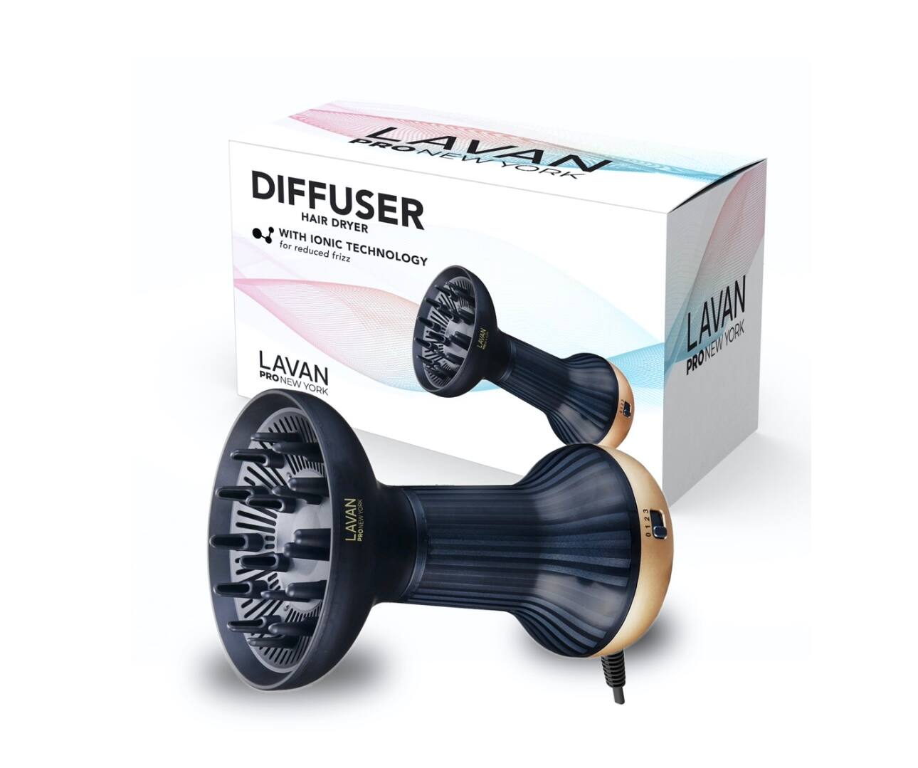 LAVAN PRONEW YORK
DIFFUSER HAIR DRYER WITH IONIC TECHNOLOGY for reduced frizz
