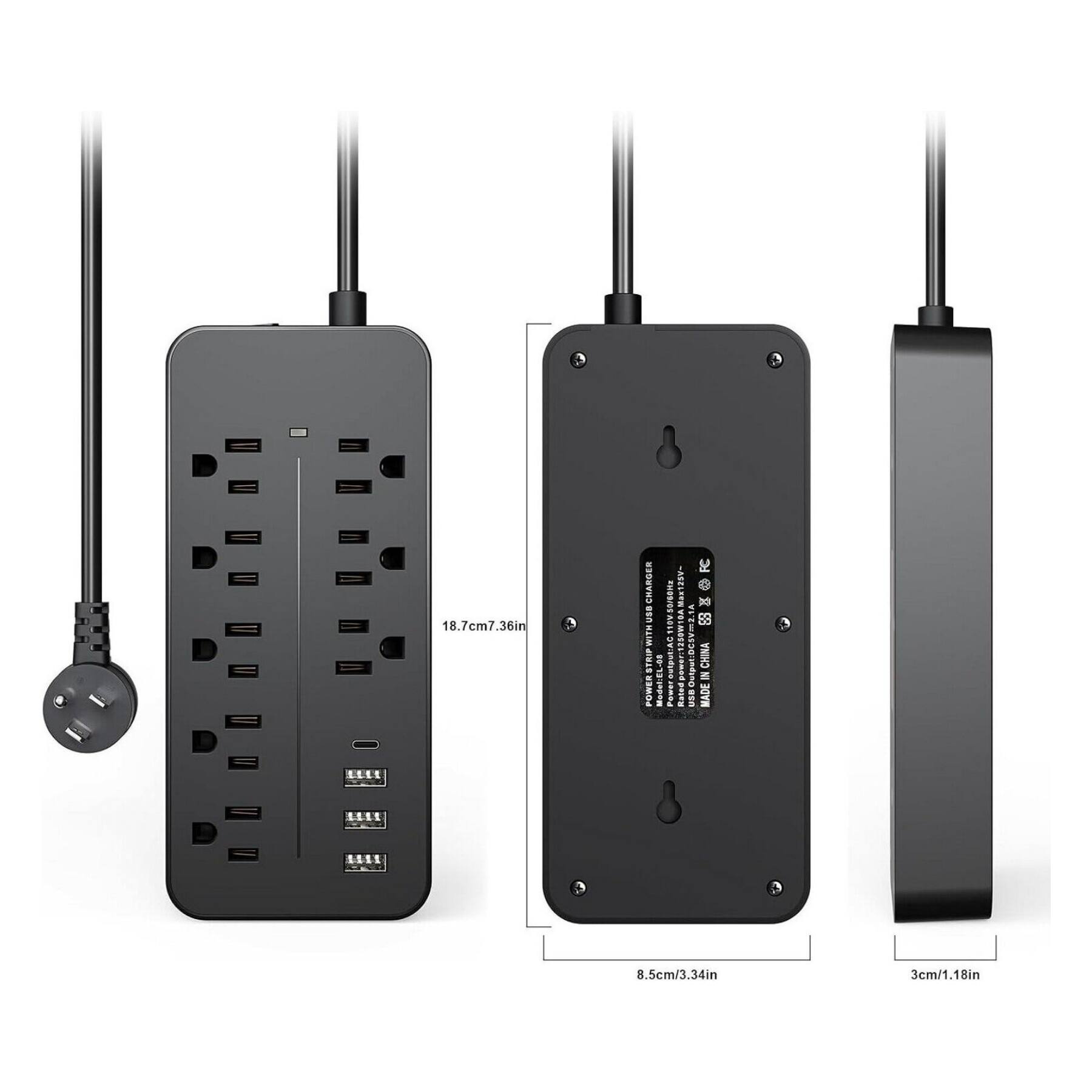 18.7cm/7.36in  
FC EAS 19 #H/ t SXOR 83 DO mITS NOSW1BA WASSO Sw CHINA  
I N UD Fewer uS.  
MADE IN CHINA  
8.5cm/3.34in  
3cm/1.18in