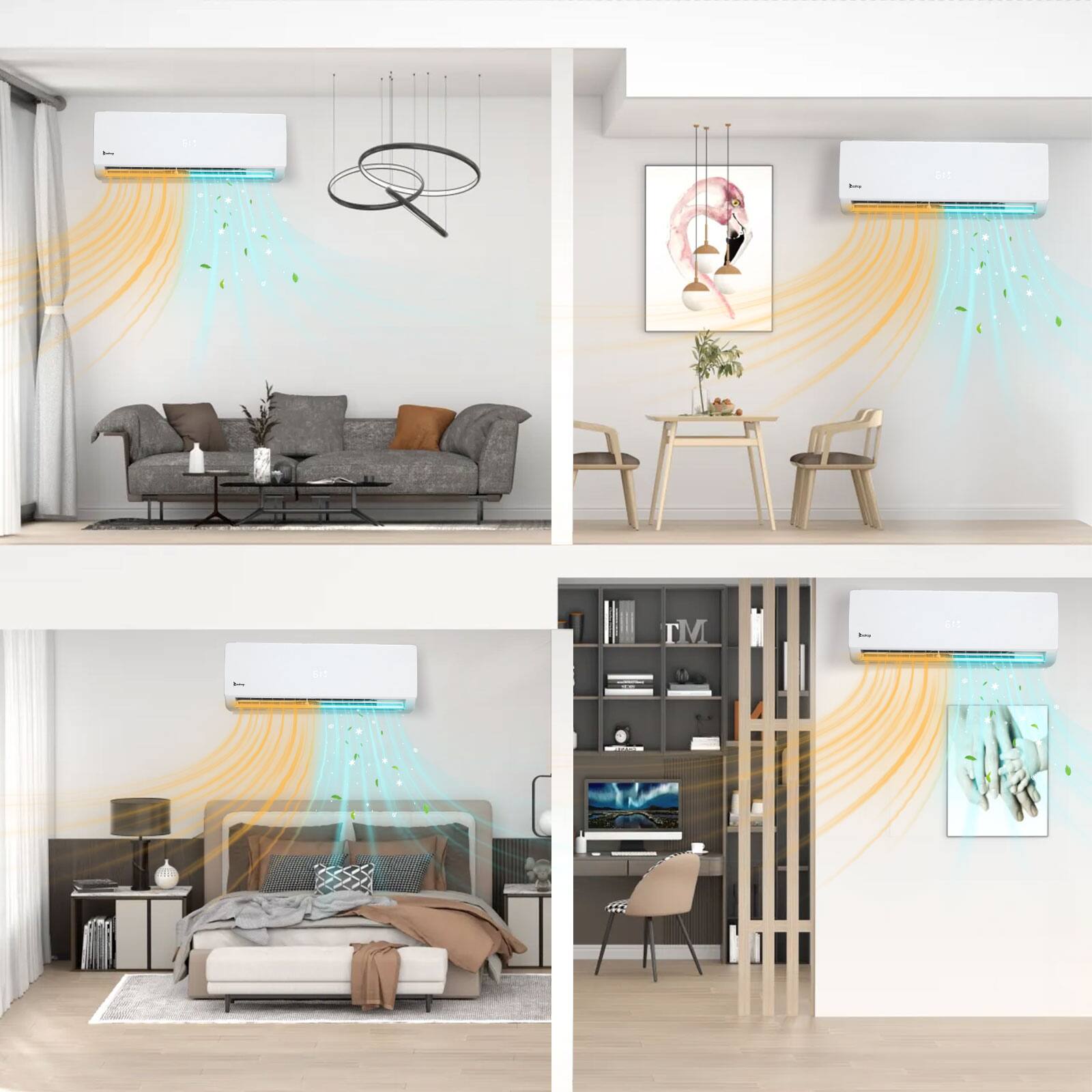 Alt View 9. Winado - 36000 BTU Four 4 Zone AC Ductless Mini Split Air Conditioner & Heat Pump 9K+9K+9K+12K BTU Smart Wifi APP &Remote Control - White.