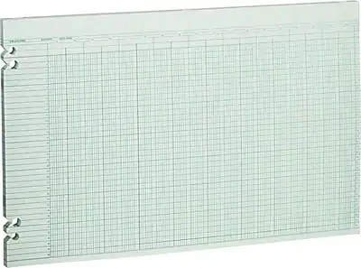 Front. Wilson Jones - Wilson Jones Columnar Ruled Sheets, 30 Columns, 11" x 17", Green, 100 Sheets/Pack (WLJG5030) - Green.