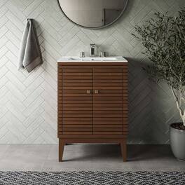 Modway - Ledger Bathroom Cabinet Basin Not Included - Walnut