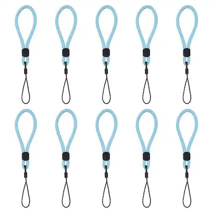 Front. Unique Bargains - 10pcs Phone Lanyards Finger Strap, Short Anti-loss Hanging Rope for Phone, Key, Flashlight, USB Badge - Blue.