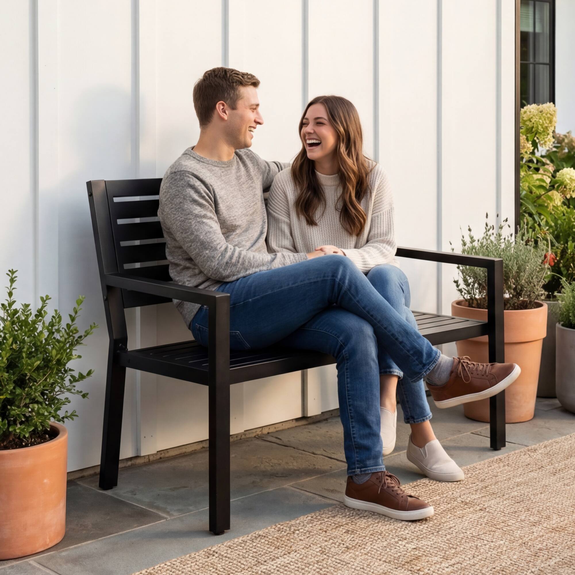 Alt View 6. Best Choice Products - Best Choice Products Outdoor Metal Bench Patio Garden Bench, 790lb Capacity, Steel Slatted Seat with Armrests - Black.