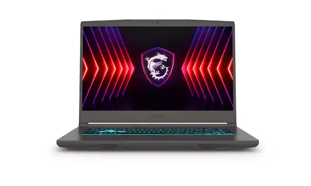 Front. MSI - MSI Thin 15 B13VE-3023US: laptop 15.6" FHD 144Hz, i5-13420H, RTX 4050, 16GB DDR4, 512GB SSD win11 Gray - Grey.