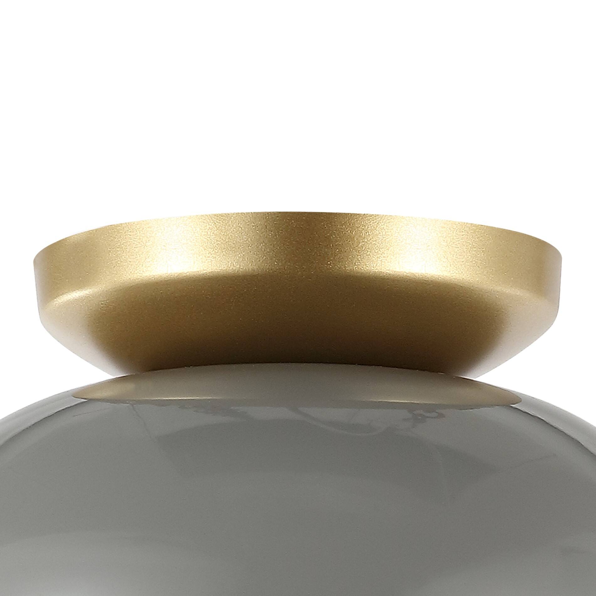 Alt View 4. Jonathan Y - Paulina 8.5" 1-Light Classic Industrial Iron LED Flush Mount, Gray/Gold Painting - Gray/Gold Painting.