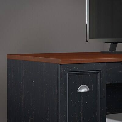 Alt View 6. Bush Furniture - 60"W L Shaped Desk with Drawers and Storage Cabinet(WC53930-03K) - Antique Black/Hansen Cherry.