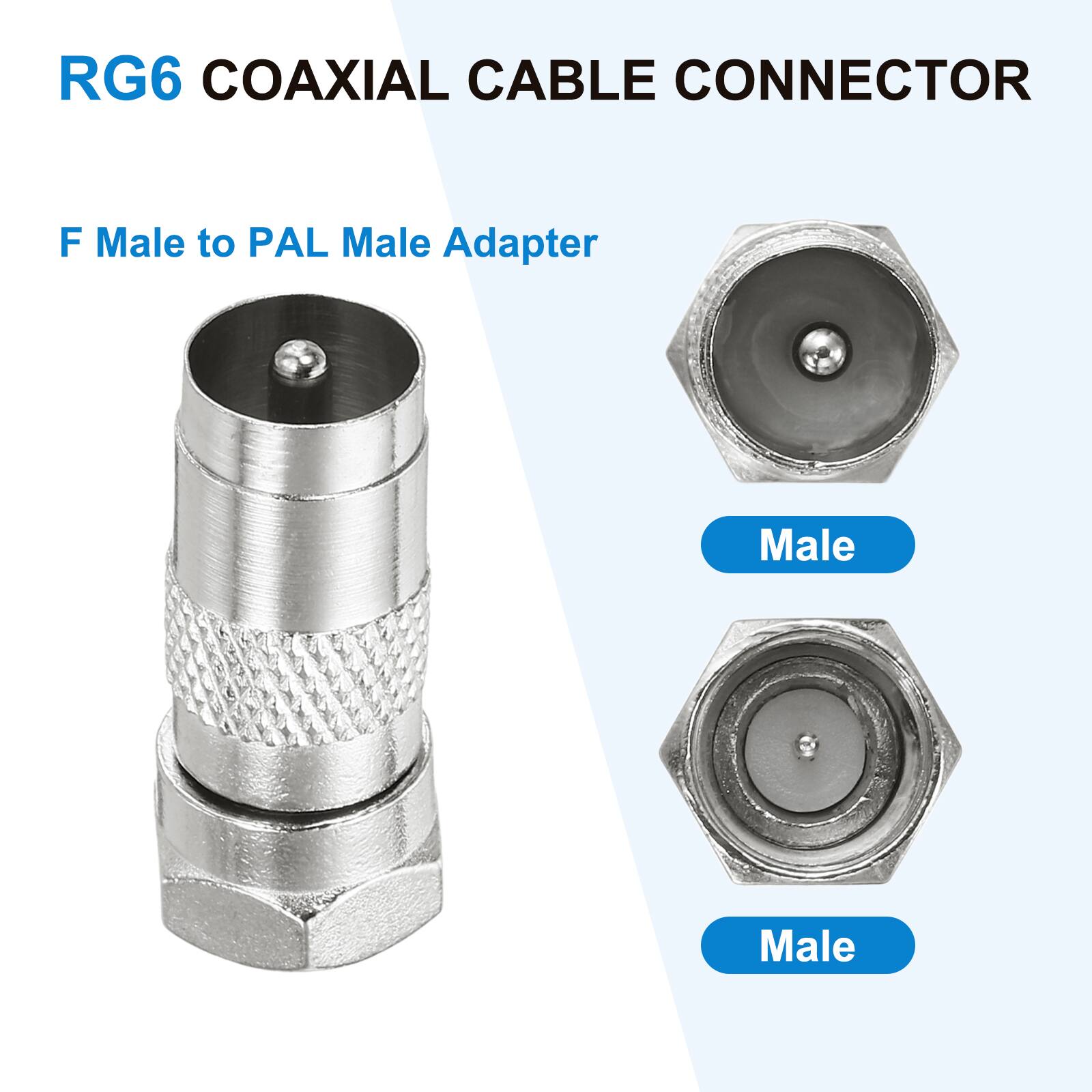 RG6 COAXIAL CABLE CONNECTOR

F Male to PAL Male Adapter