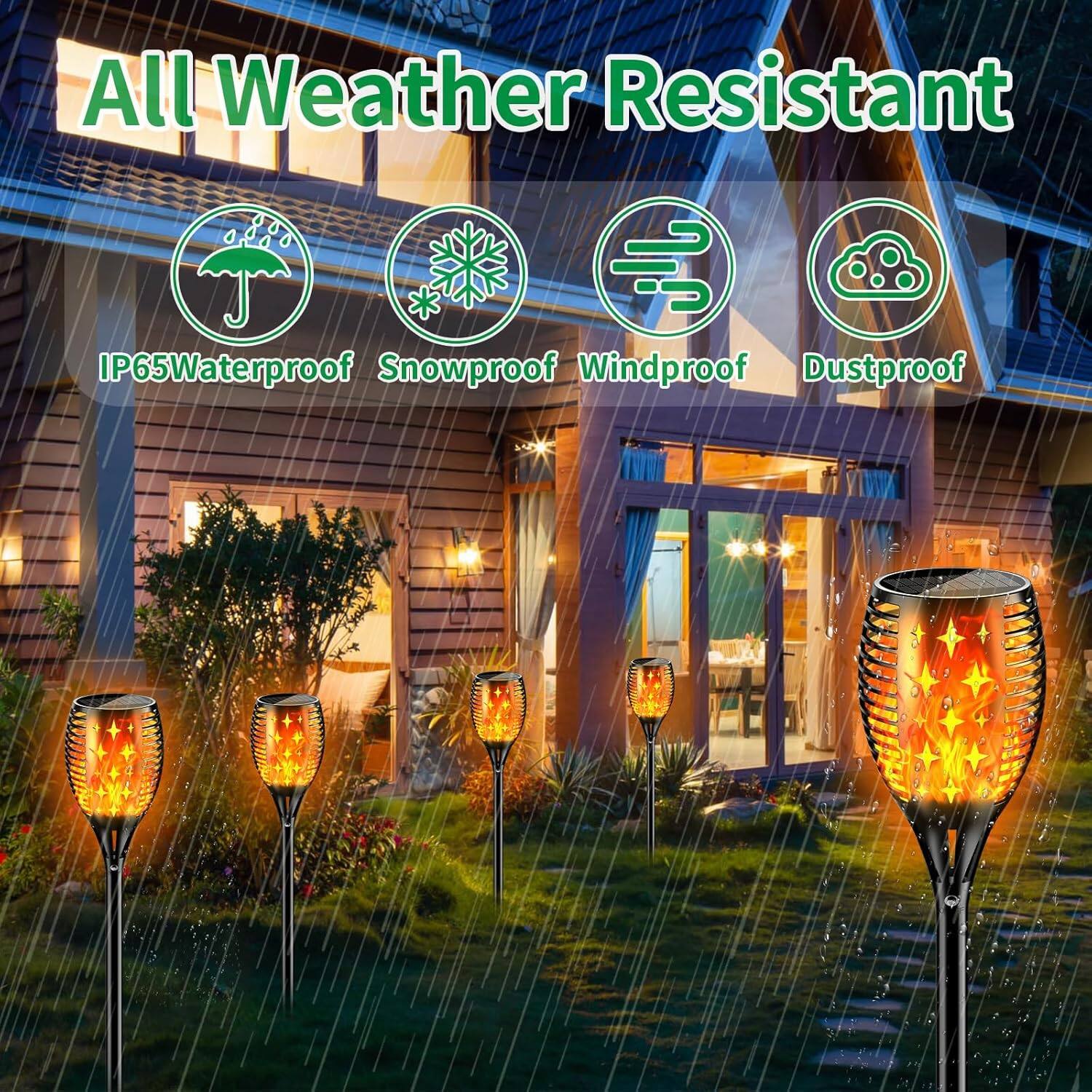 All Weather Resistant  
IP65 Waterproof  
Snowproof  
Windproof  
Dustproof