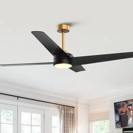 Parrot Uncle - 60" Gold and Ceiling Fan with Dimmable LED Light, Remote Control, 6-Speed Reversible DC Motor - Black