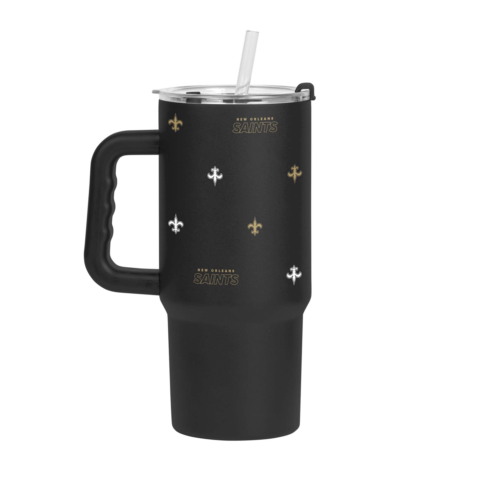 Logo Brands - New Orleans Saints 24oz. Step and Repeat Powder Coat Tumbler - Black