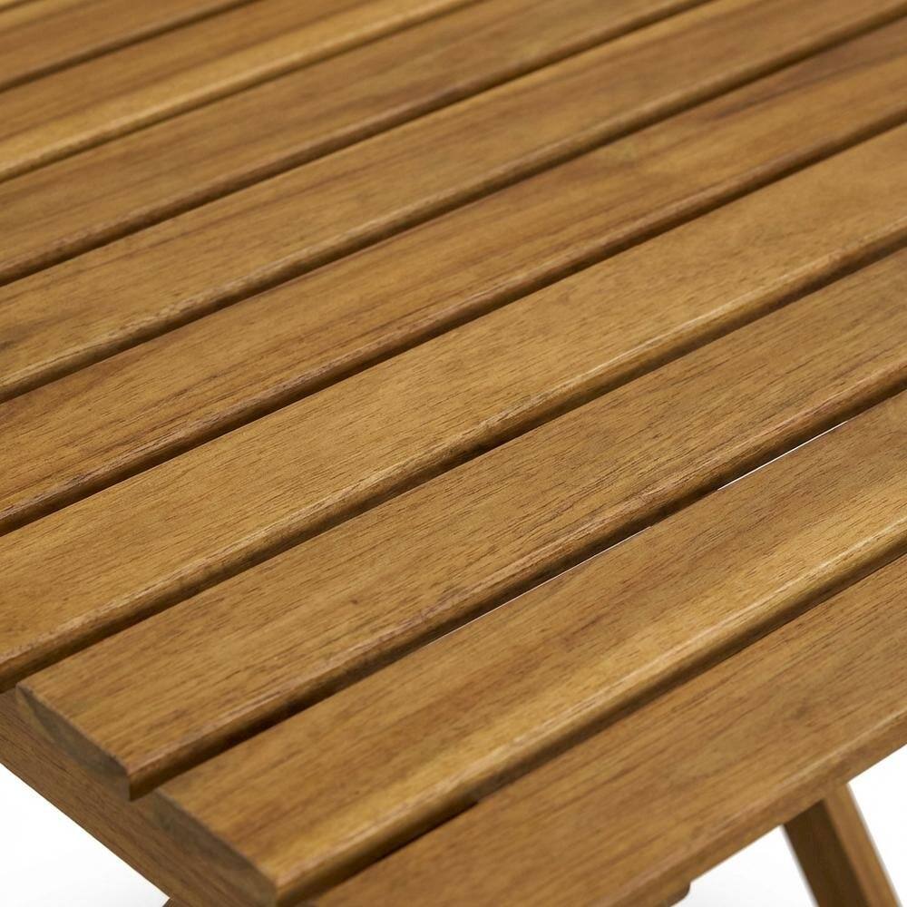 Alt View 2. Outdoor Escape - 3-Pc Oil-Finish Wood Patio Dining Set with Folding Table and 2 Camping Chairs - Natural Oil.