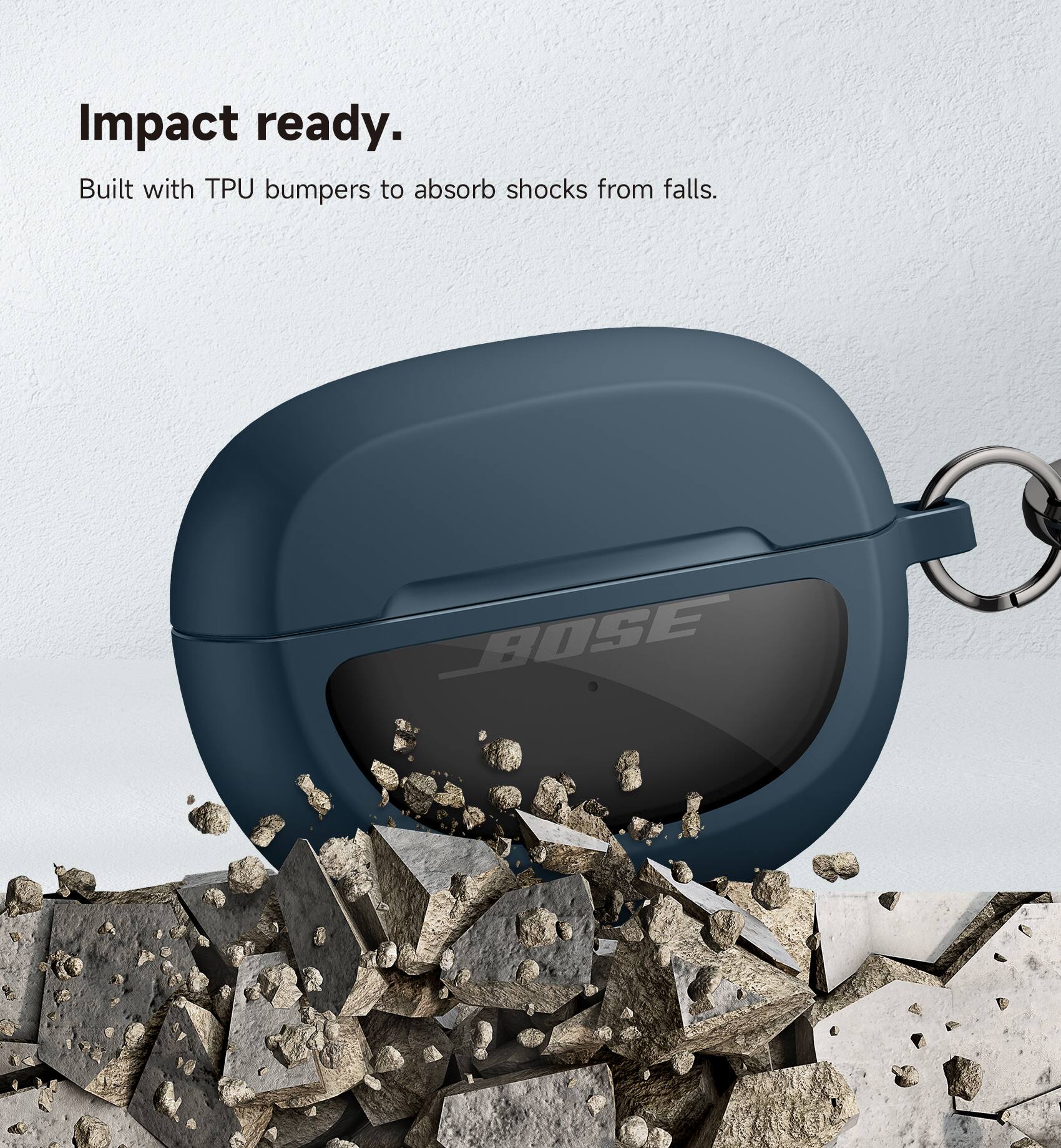 Impact ready.  
Built with TPU bumpers to absorb shocks from falls.  
BOSE