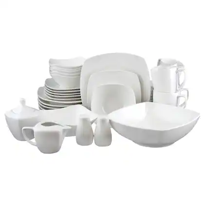 Front. Gibson - Gibson Zen Buffetware 39 Piece Dinnerware Set - White.