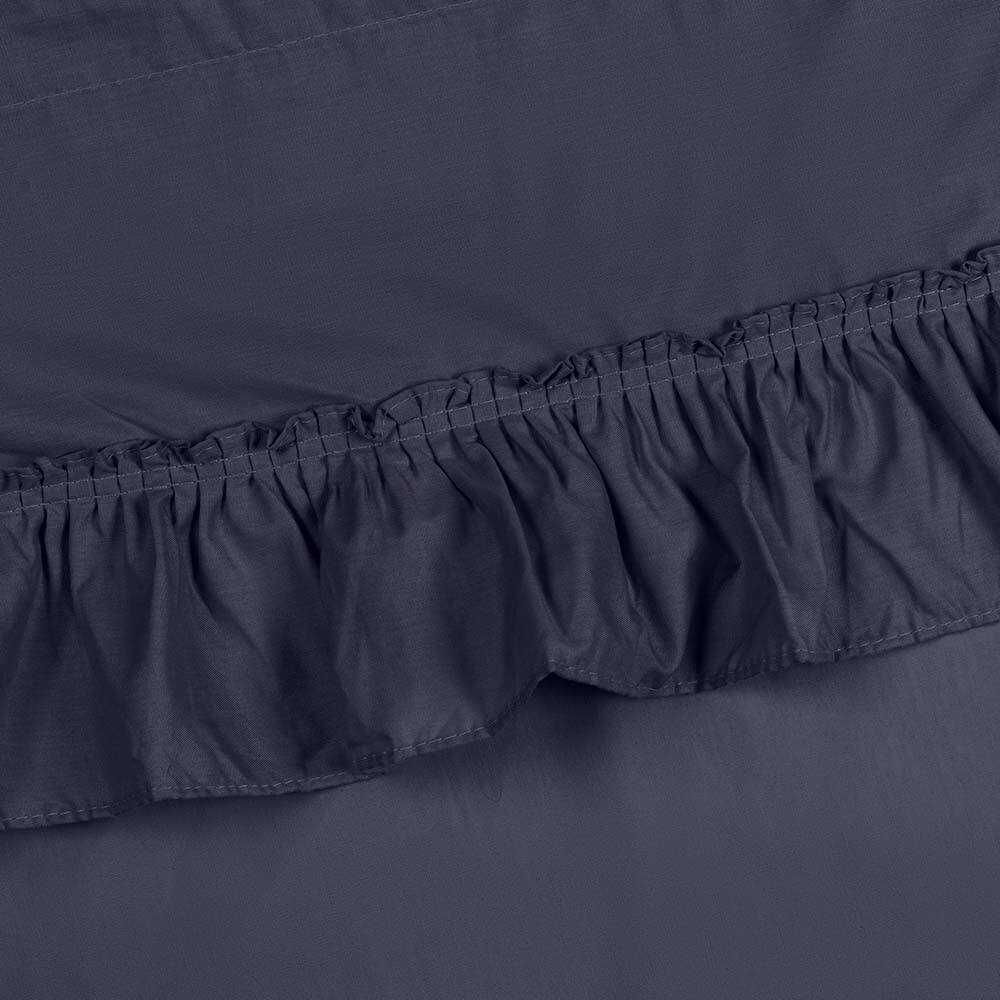 Left. Ellis Curtain - Ellis Stacey 1.5" Rod Pocket High Quality Fabric Solid Color Window Ruffled Filler Valance 54"x13" Navy - Navy.