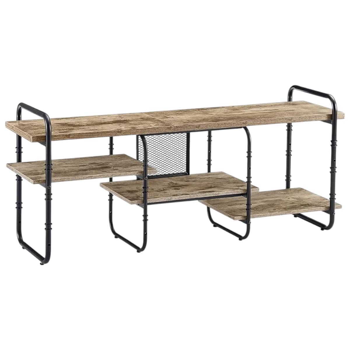 SlickBlue - Modern TV Stand with Wood and Metal Frame for Entertainment Center - Gray