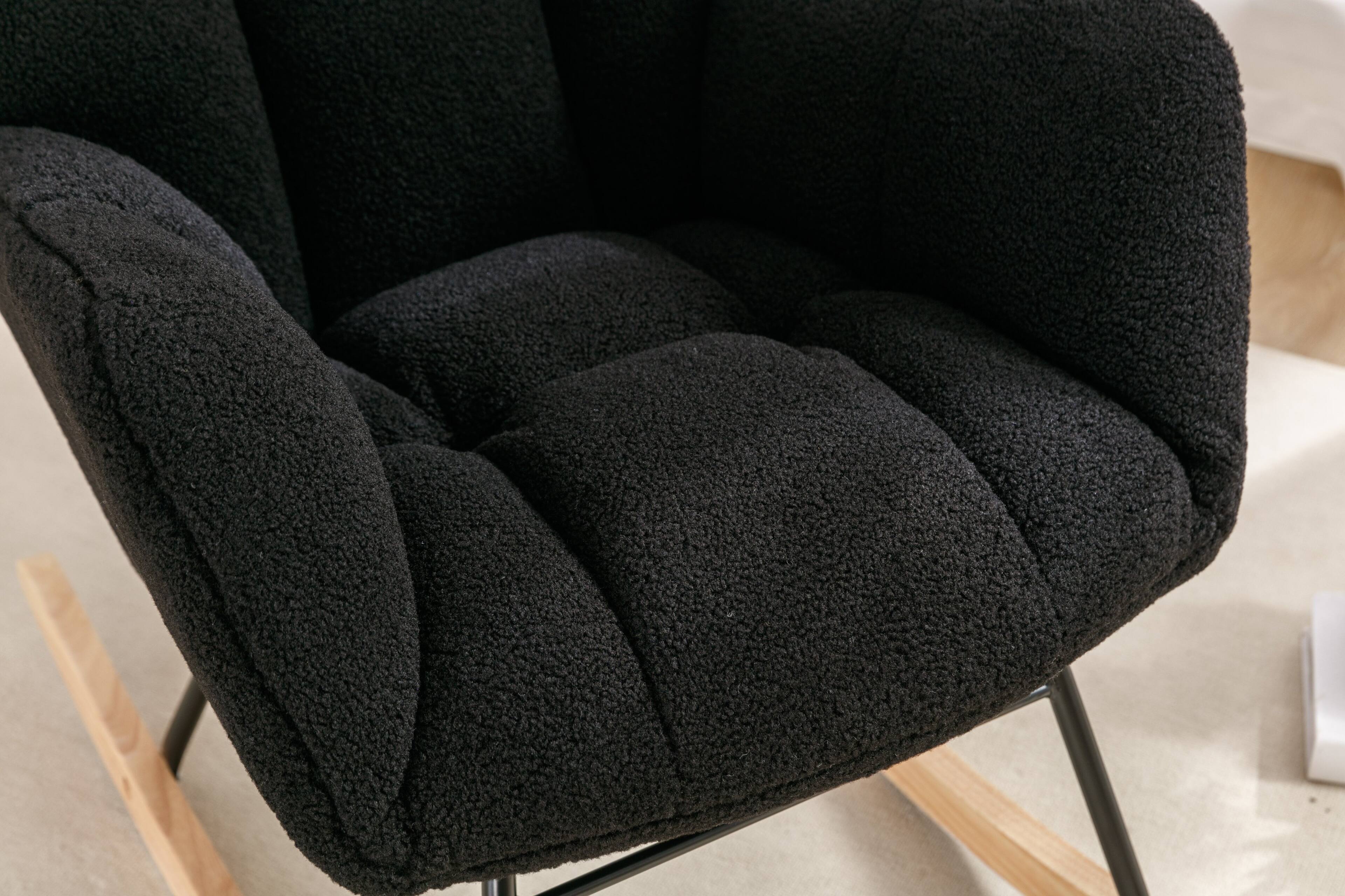 Alt View 6. GOODSILO - Teddy Fabric Rocking Glider Nursery Chair For Living Room Indoor - Black.