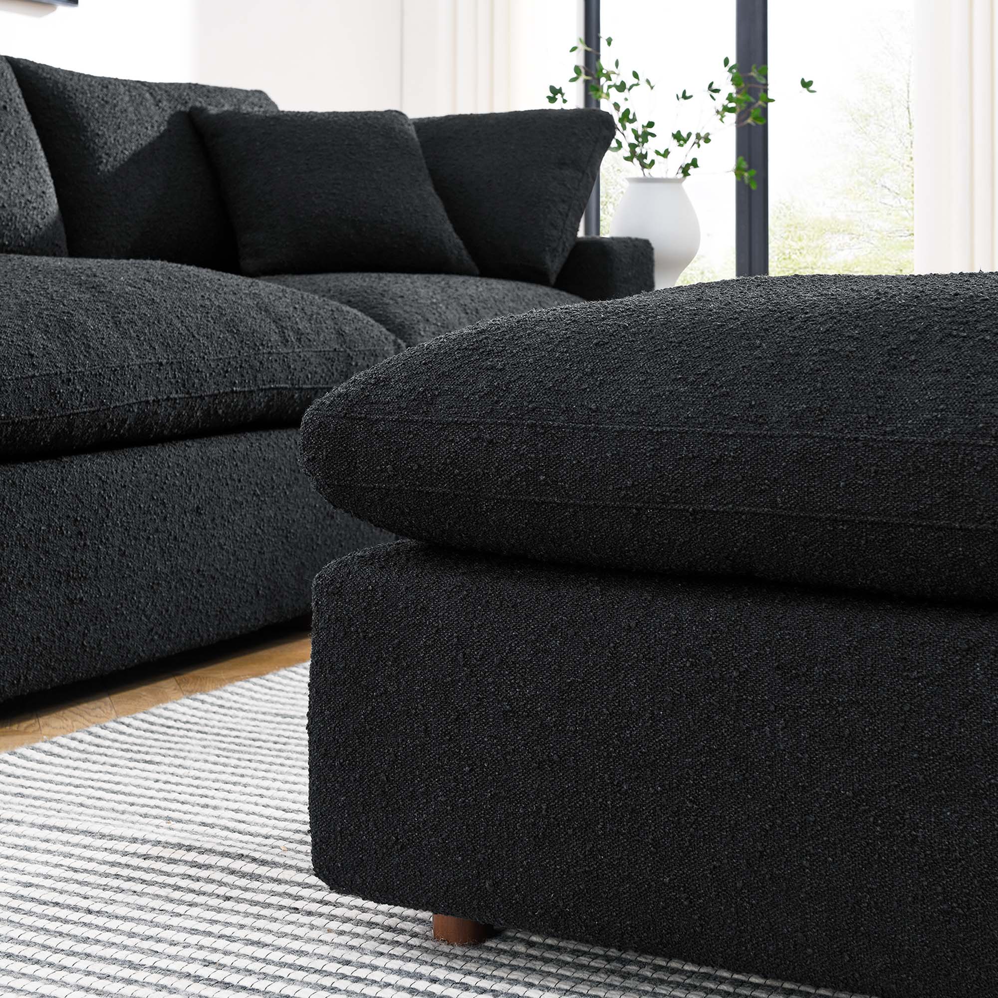 Alt View 1. Modway - Commix Down Filled Overstuffed Boucle Fabric Ottoman by Modway - EEI-6258-BLK.