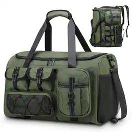 Unique Bargains - Gym Bag for Men Women 40L Sport Duffel Bag Anti-Theft Overnight Backpack W/Shoe Compartment for Fitness Travel - Dark Green
