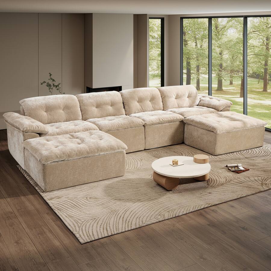 Ice Configureations Anysun Oversized U Shaped Cloud Modular Sectional Sofa – 4 Seater with ...