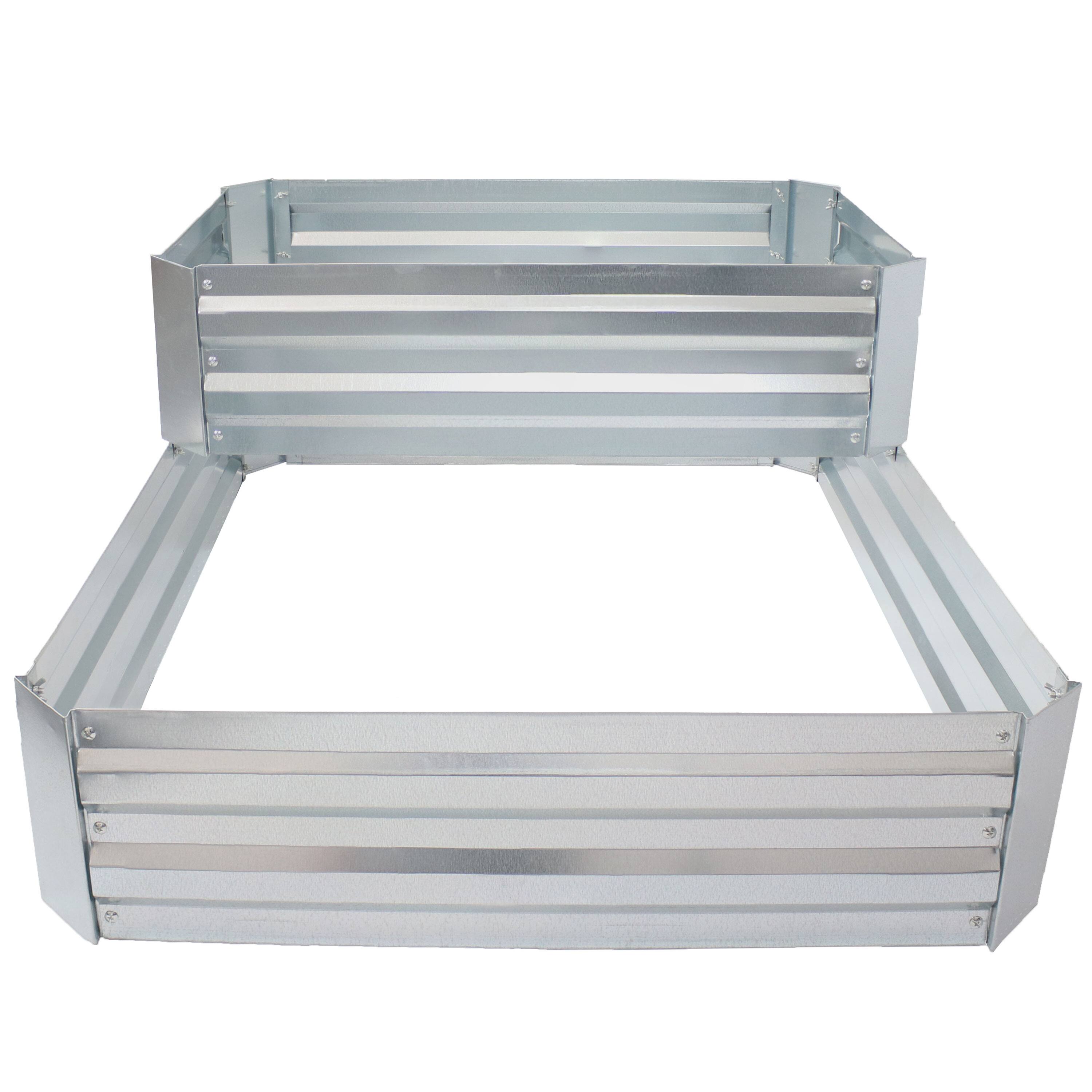Alt View 6. Sunnydaze - 2-Tier Galvanized Steel Raised Garden Bed - 17.5 in H - Silver.