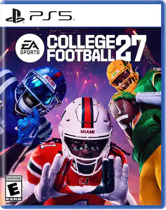 PS5 EA COLLEGE 27 SPORTS FOOTBALL
BREGON REBS
MIAMI G.A.B. B S C. A. O.S
EVERYONE E ESRB - E (Everyone)