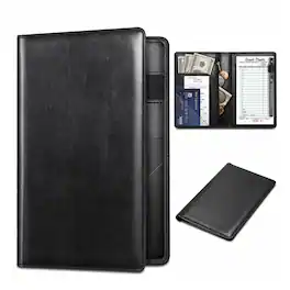 Kitcheniva - Organizer Wallet With Zipper Pocket & Card Holder Server Book For Waitress Waiter - Black