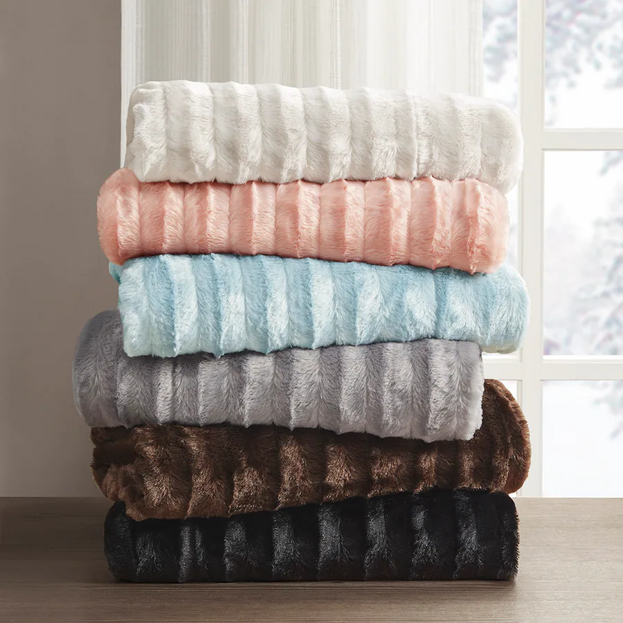 Pelt Throwing Gracie Mills Wilfred Long Faux Fur Throw Blanket Blush - Best Buy
