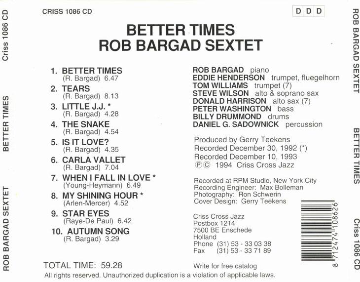 Back. Better Times [CD].
