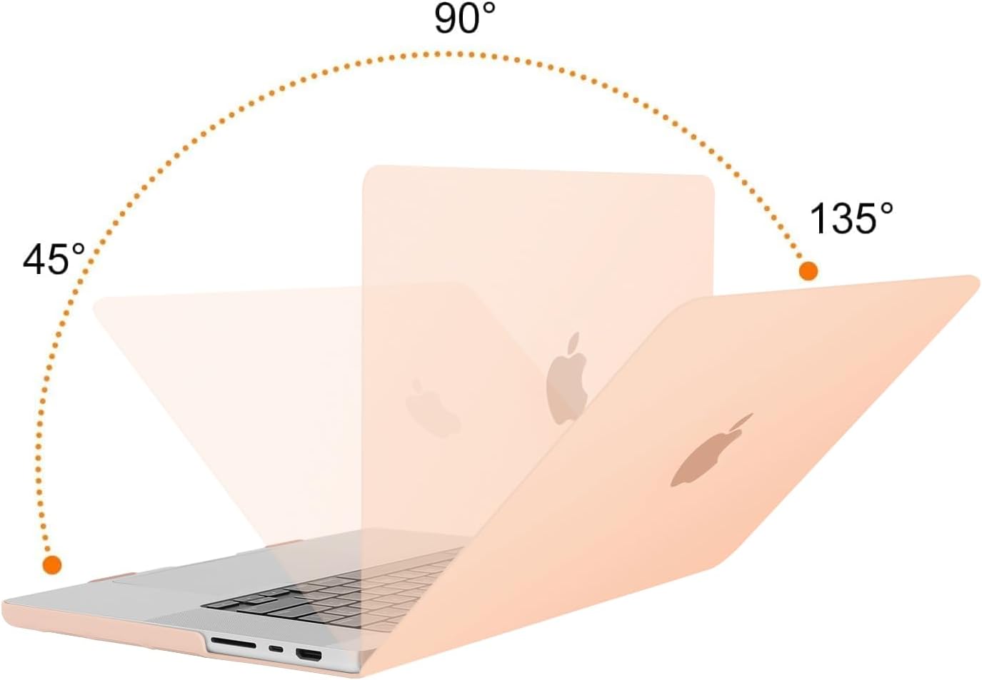 Back. mosiso - 4IN1 Case for  MacBook Pro 16 inch Case M5 2026 M4 2025 M3 M2 M1 2024-2021 A3429 A3428 A3403 A3186 A2991 A2780 A2485 - Peach Fuzz.