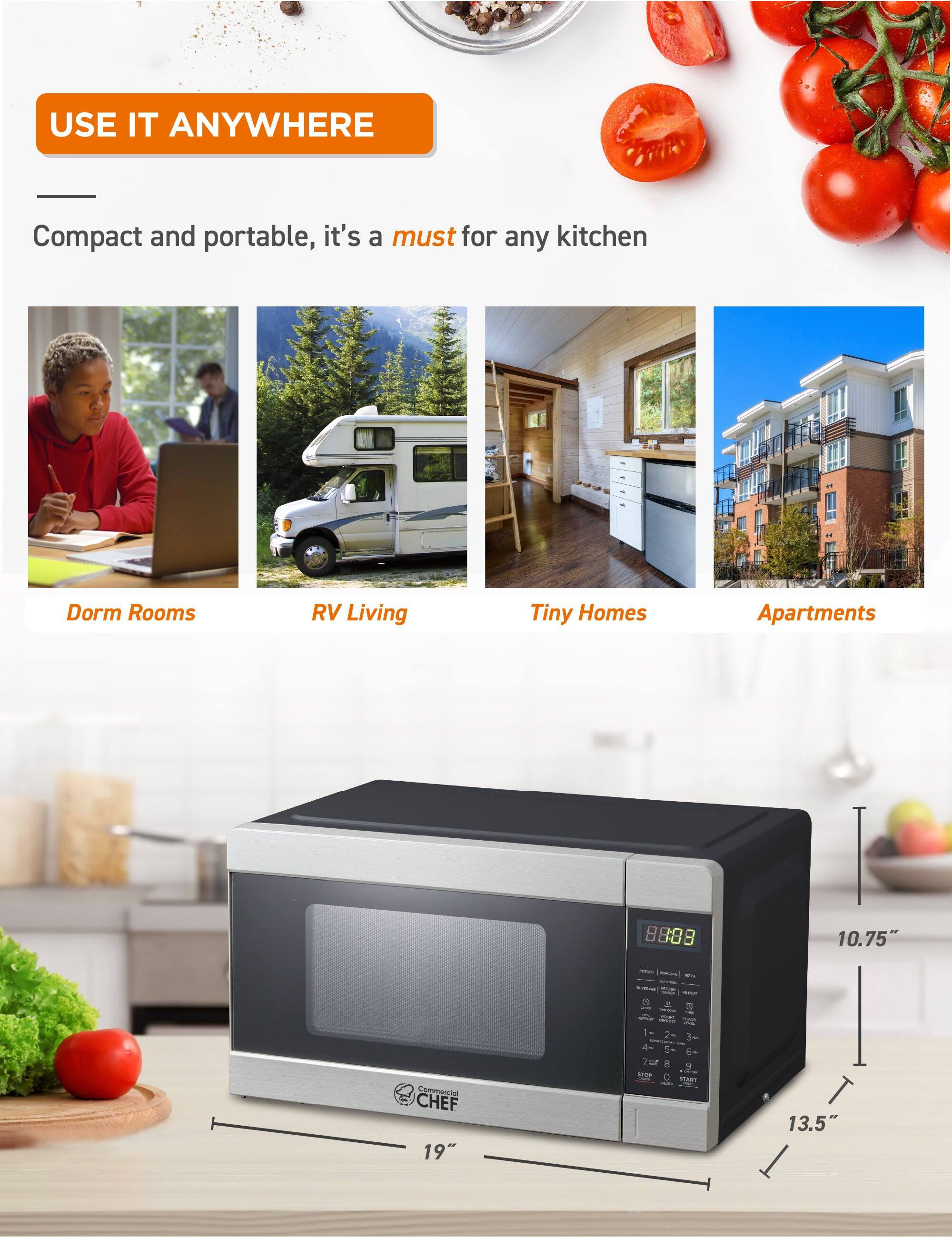 USE IT ANYWHERE
Compact and portable, it's a must for any kitchen
Dorm Rooms
RV Living
Tiny Homes
Apartments
19"
10.75"
13.5"