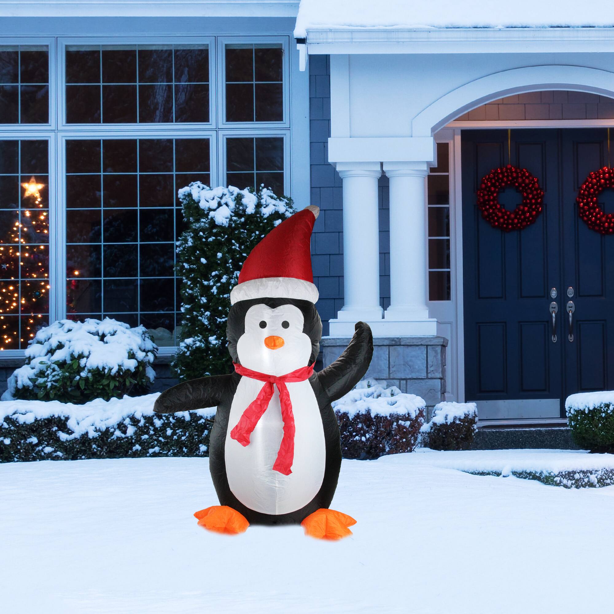 Alt View 1. Northlight - LED Lighted Inflatable Penguin Outdoor Christmas Decoration - 4' - Black.