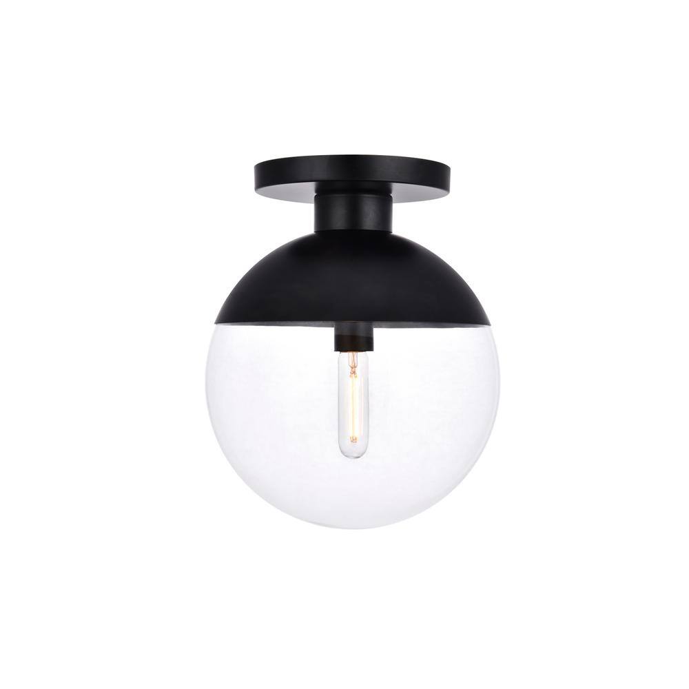 Alt View 3. Living District - Eclipse 1 Light Black Flush Mount With Clear Glass - Black And Clear.