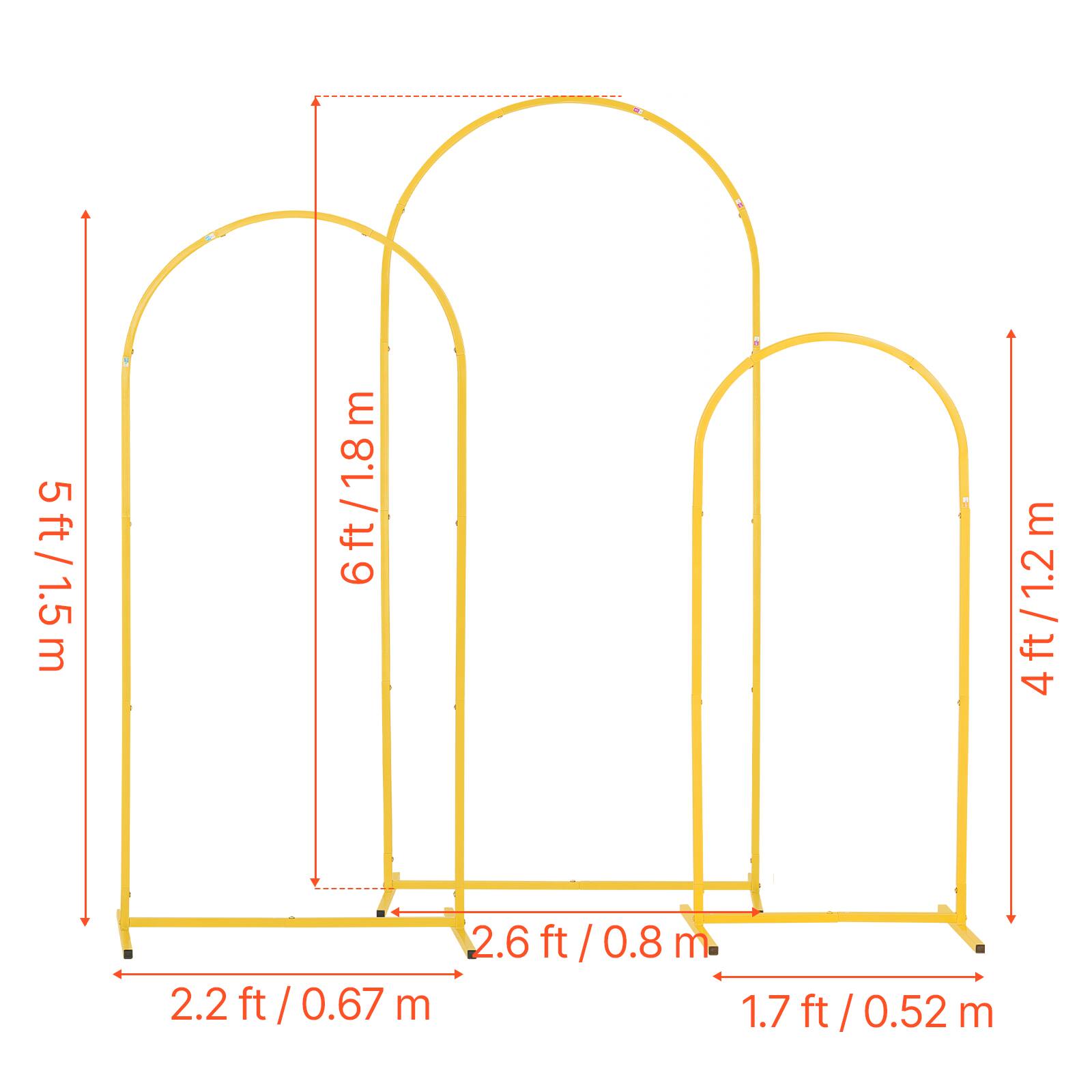 5ft/1.5m  
6ft/1.8m  
4ft/1.2m  
2.6ft/0.8m  
2.2ft/0.67m  
1.7ft/0.52m