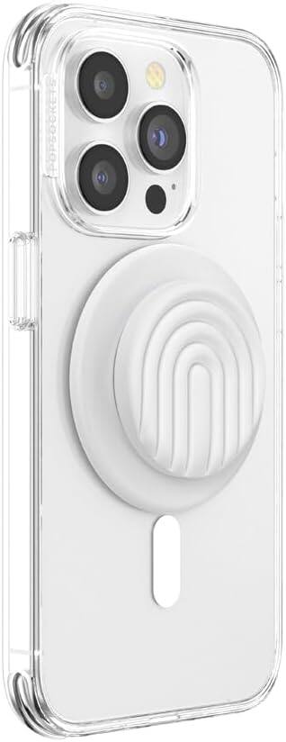 Angle. PopSockets - PopSockets Magnetic Phone Grip with MagSafe, Magnetic Adapter Ring Included - Curves Coconut Creme - Curves Coconut Creme.