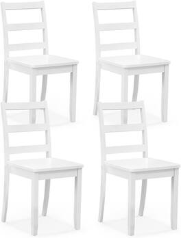 Costway - Dining Chairs Set of 4 Wood Dining Room Kitchen Side Chairs - White