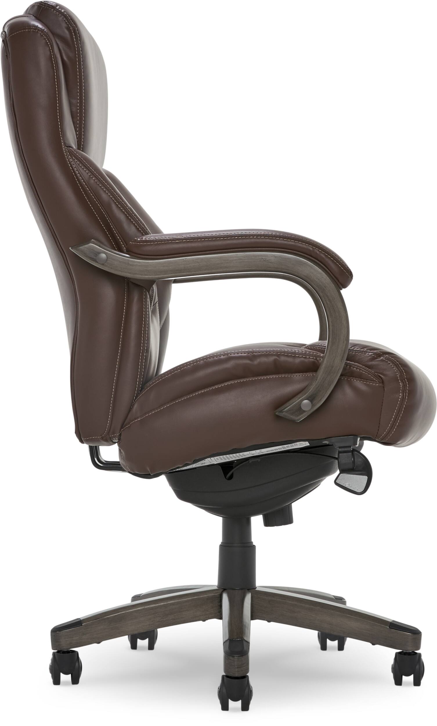 La Z Boy Delano Big And Tall Bonded Leather Executive Chair Chocolate Browngray Wood Chr20045c 1369