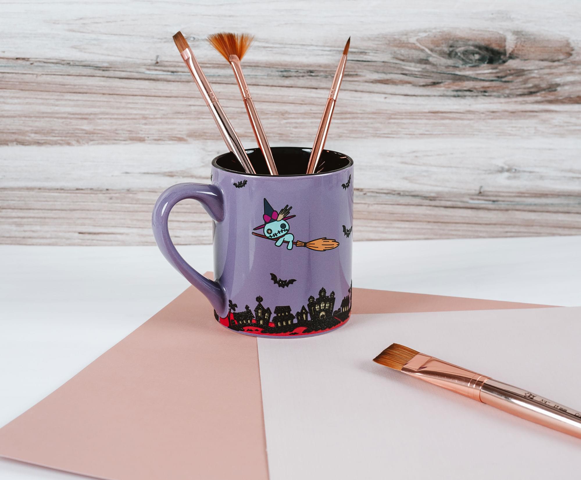 Alt View 2. Silver Buffalo - Disney Lilo & Stitch Vampire Ceramic Glitter Mug | Holds 14 Ounces - Purple.