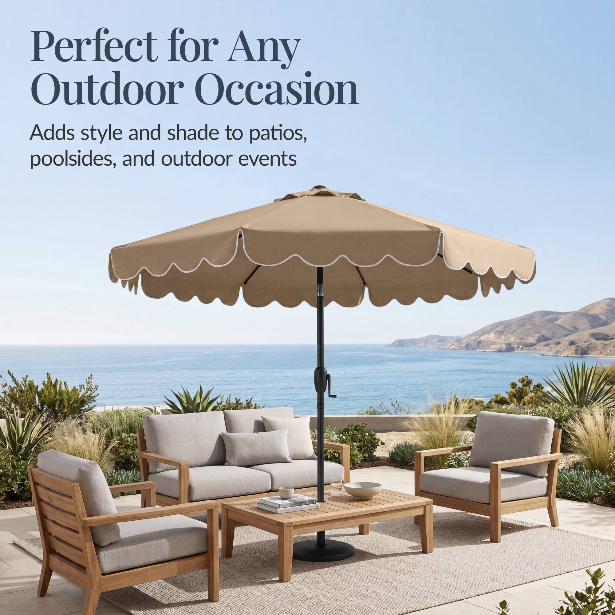 Perfect for Any Outdoor Occasion  
Adds style and shade to patios, poolside, and outdoor events