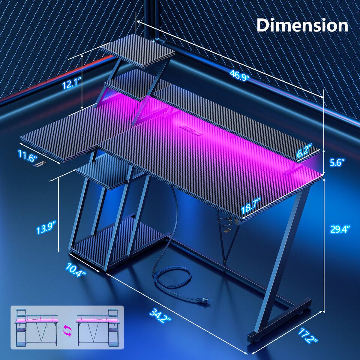 Dimension 12.1" 46.9" 11.6" 6.2" 5.6" 13.9" 18.7" 29.4" 10.4" 34.2" 17.2"