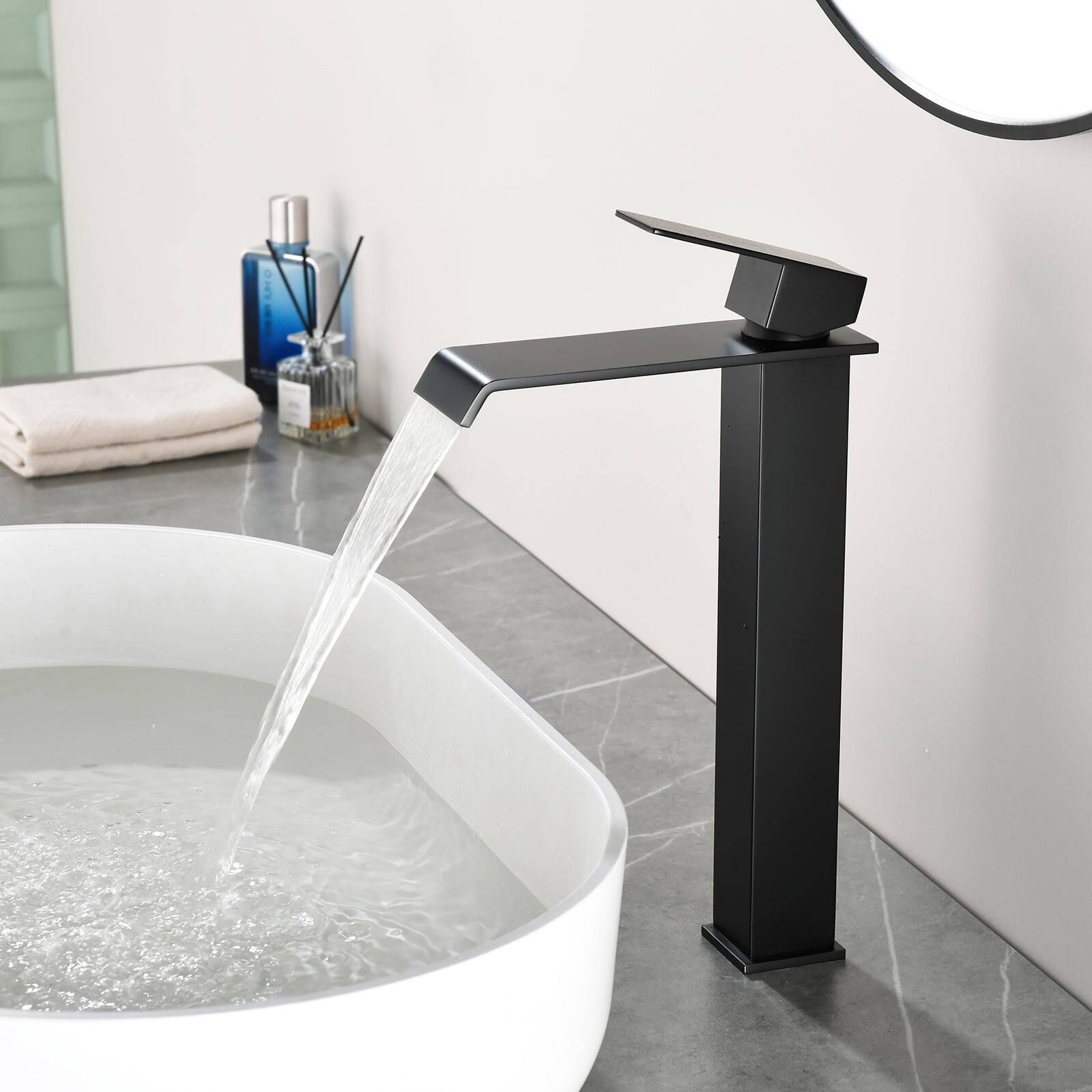 Alt View 3. Boyel Living - Black Faucet SUS304 Waterfall Spout cUPC Cartridge 60cm Supply Line Pop Up Drain - Matte Black.