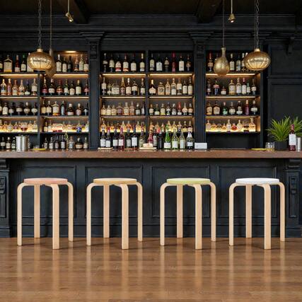 Front. Hivvago - Set of 4 Stackable Bentwood Dining Stools with Round Seats - Multicolor.