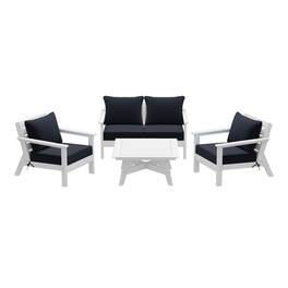 WestinTrends - Avalon Outdoor 5-Piece Modular Sectional Patio Furniture Sofa Set - White/Navy Blue