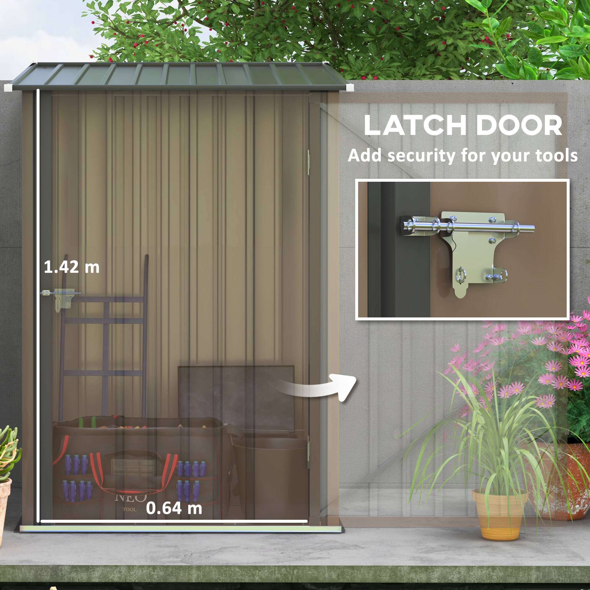 LATCH DOOR Add security for your tools 1.42 m 0.64 m