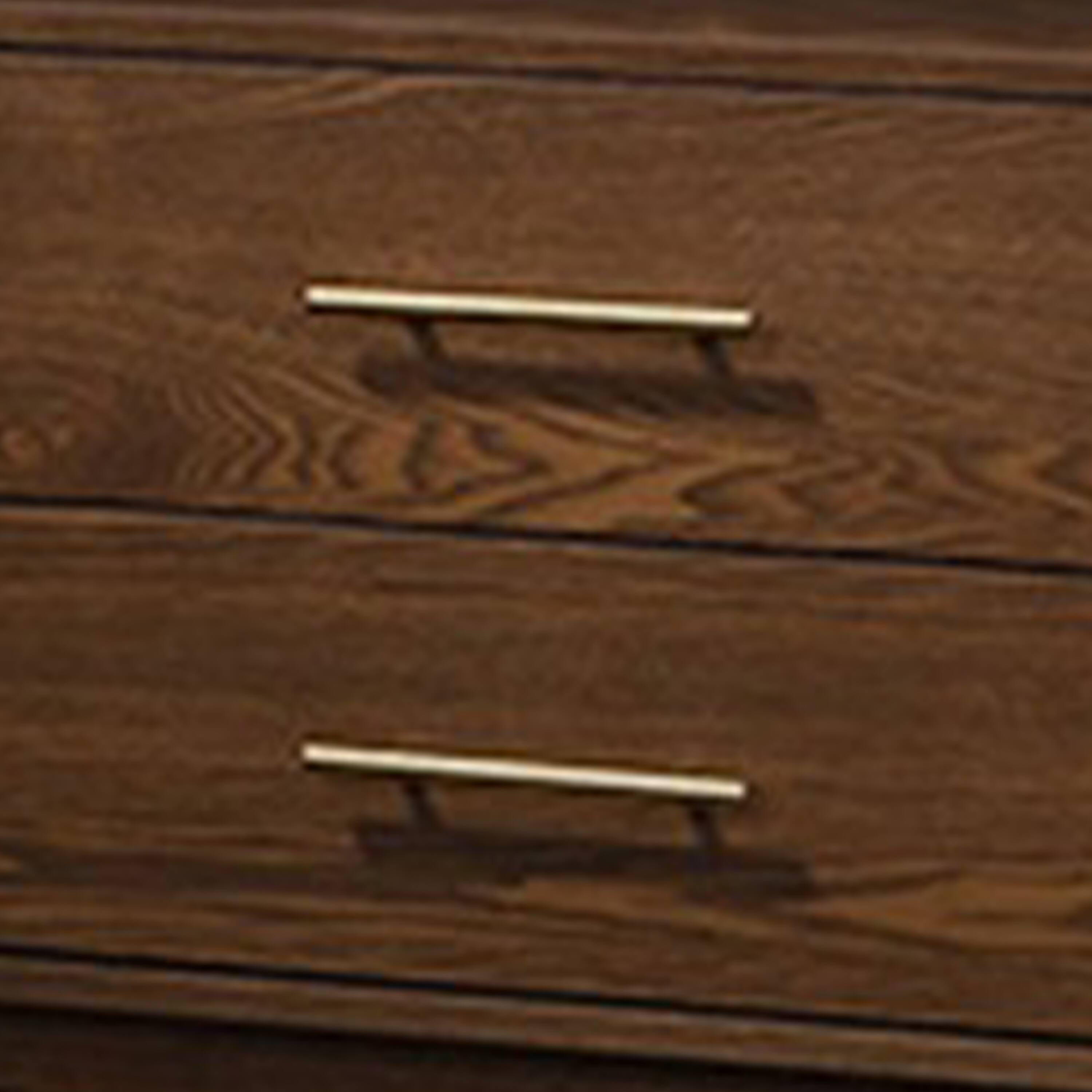 Alt View 3. Manhattan Lane - Roma Nightstand, 2 Drawers, Nickel Bar Handles,Solid Wood - Walnut Brown, Nickel.