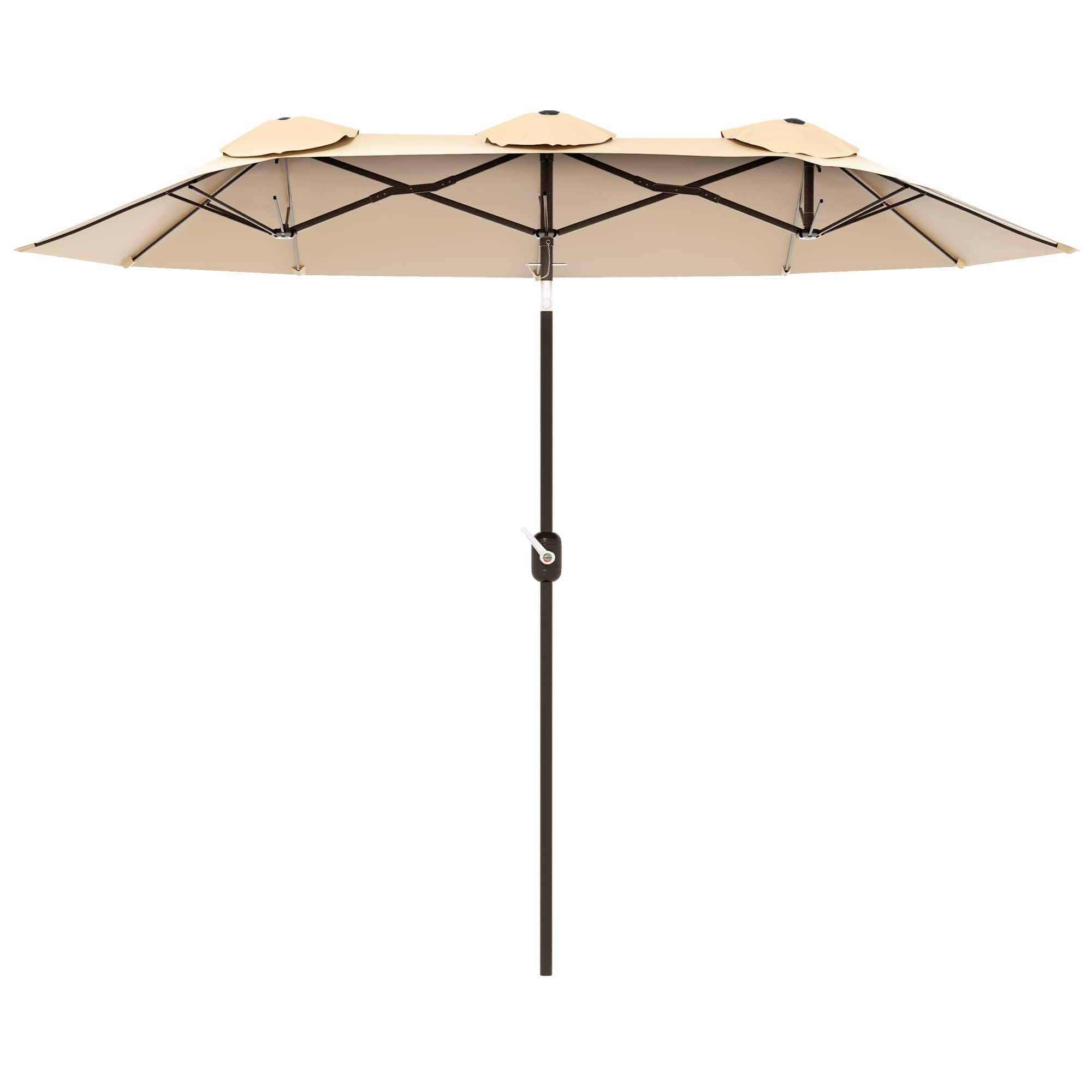 Outsunny - 9.7' Double-sided Patio Umbrella with Tilt Outdoor Umbrella - Brown