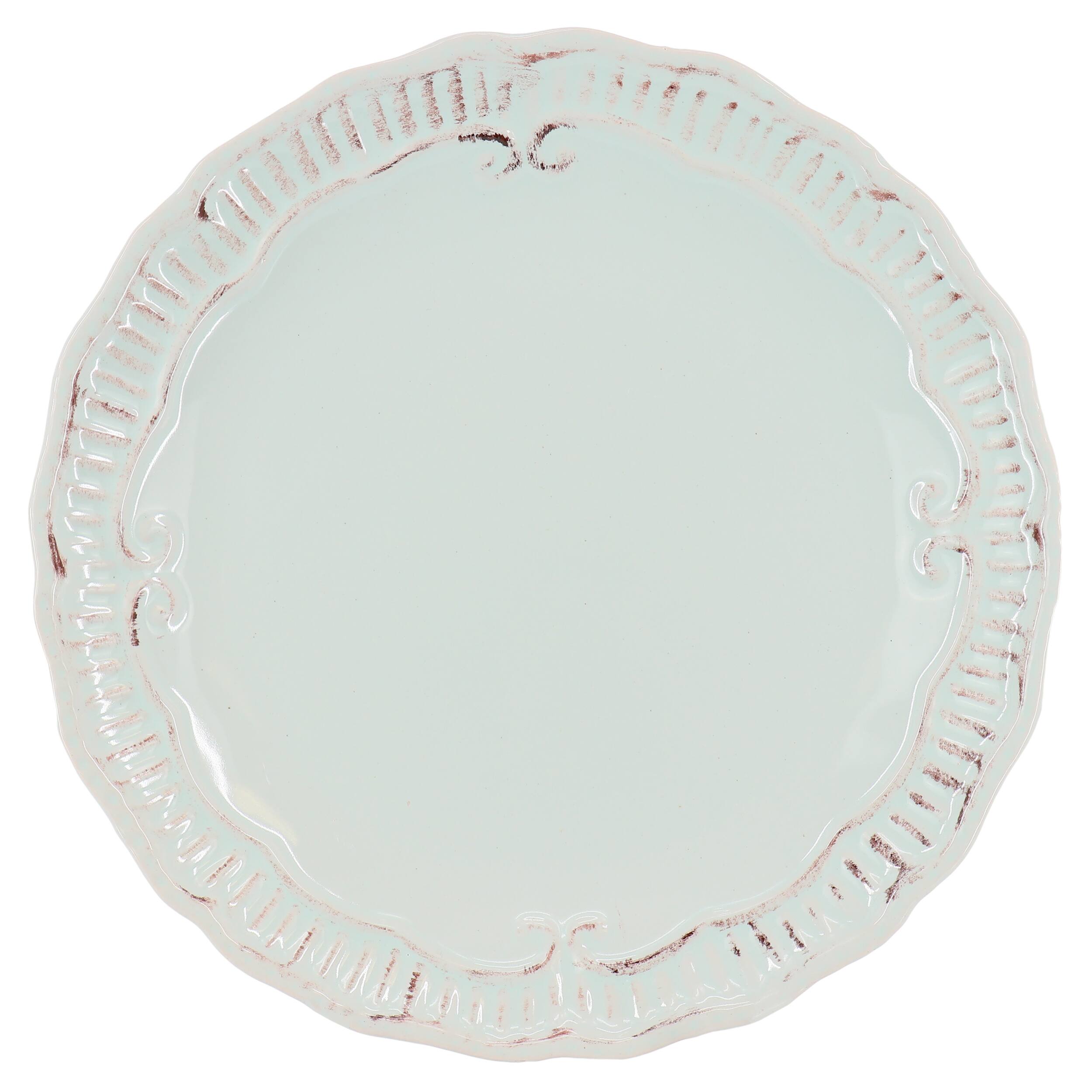 Alt View 1. Modern Southern Home - Modern Southern Home Capri 6 Piece 11 Inch Stoneware Embossed Dinner Plate Set in Egg Blue - Mint.