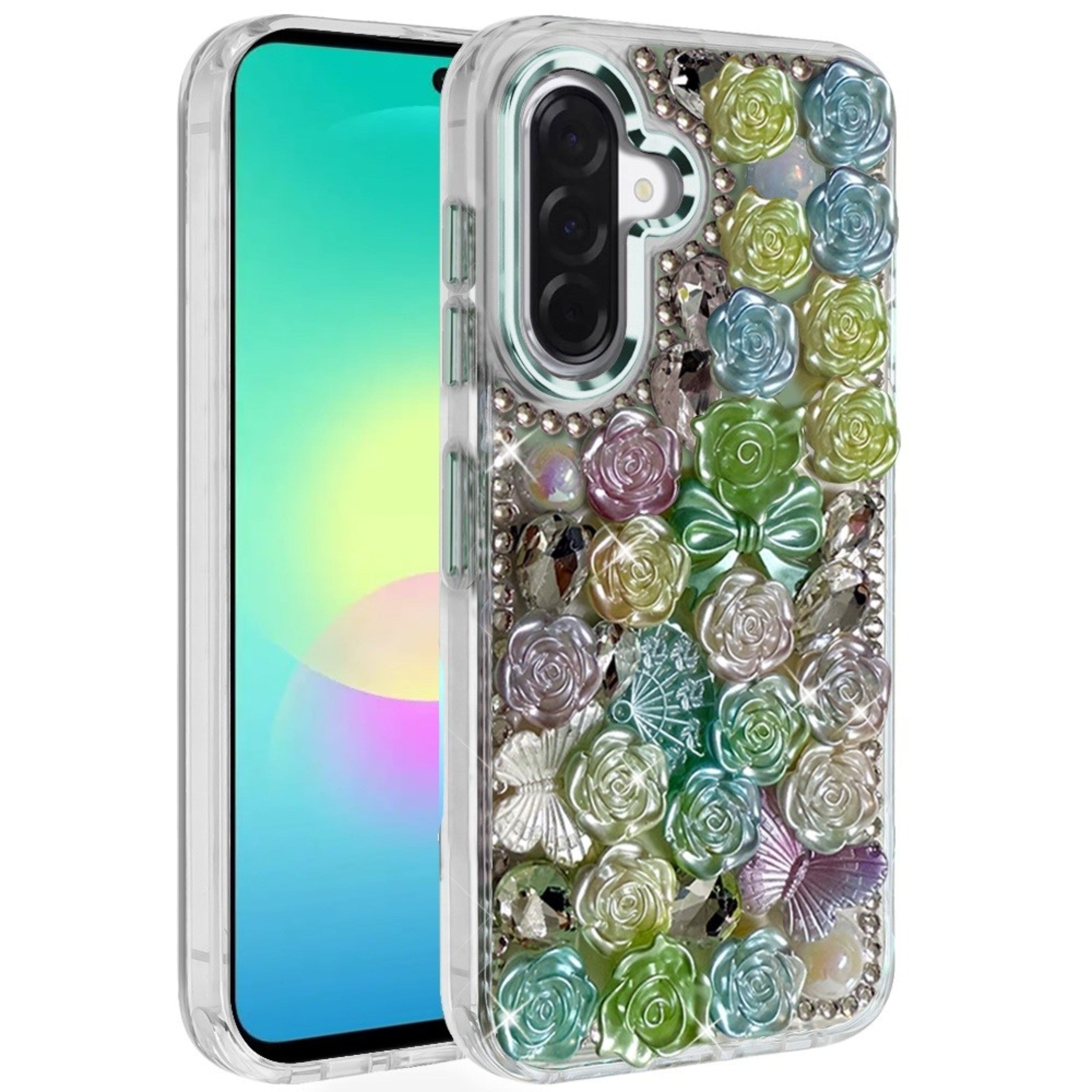 Kitcheniva - Roses Arrangement 3D Bling Phone Cover Plus Tempered Glass For Samsung A27 5G - Green price history on PriceWatchPro
